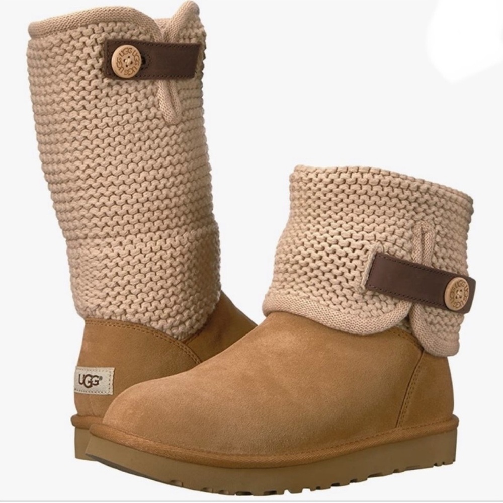 Ugg Shaina Knit Cuff Booties Chestnut size 9